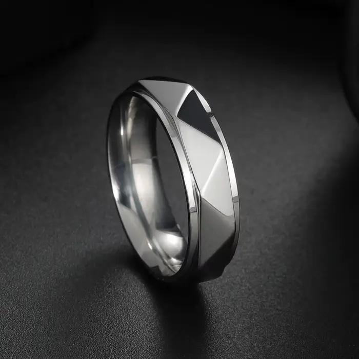 Bague de mariage géométrique à facettes de 8mm de large, Style Punk pour hommes, bijoux, accessoires