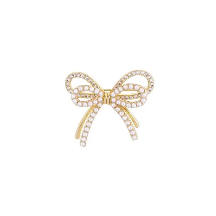 Broche de luxe légère et élégante en forme de nœud papillon en Zircon