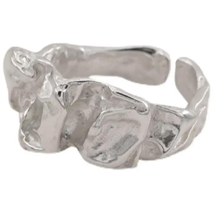 Bague en alliage de zinc avec design géométrique argenté pour femmes occasions festives et vintage