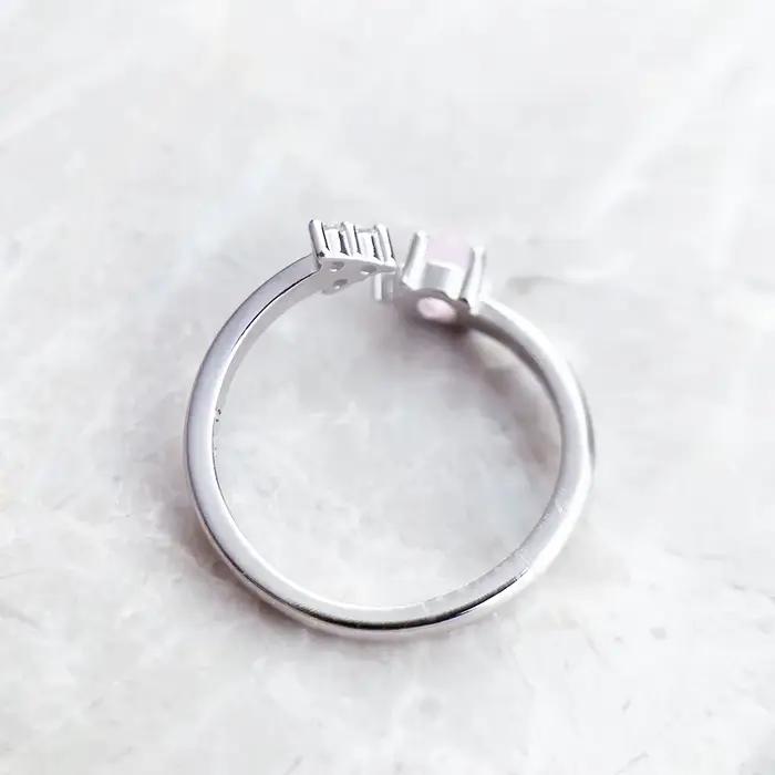 Bague flèche pierre de couleur opale scintillante rose Europe bijoux fins pour les femmes cadeau romantique d'été en argent Sterling 925