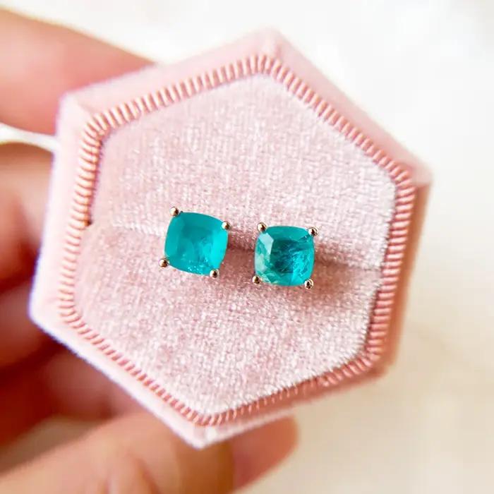 Luxyimagic-Boucles d'Oreilles en Pierres Précieuses de Tourmaline pour Femme