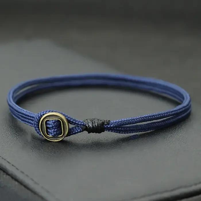 Bracelet en corde bicouche nautique pour hommes, crochet facile détachable, rétro, fait à la main, P