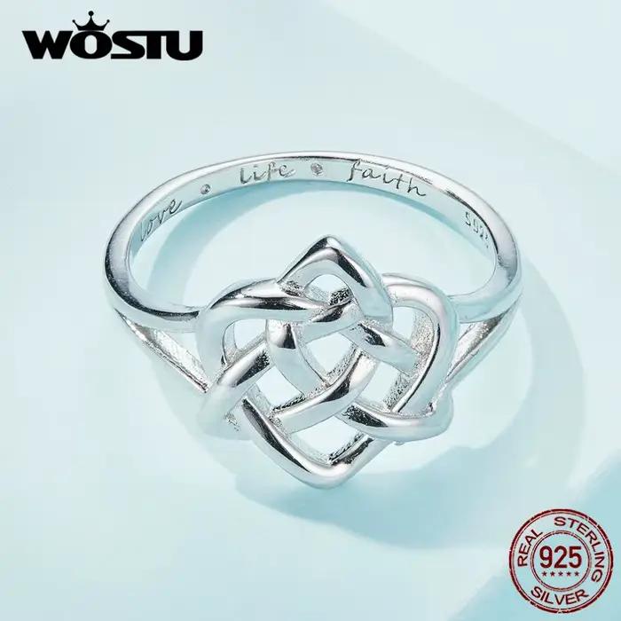 WOSTU – bagues à nœud celtique en argent Sterling 925 pour femmes