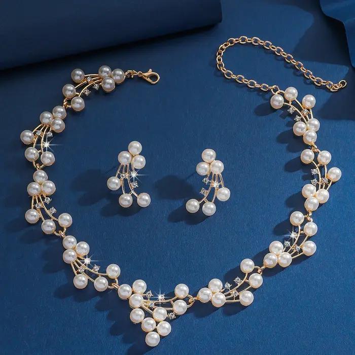 Ensemble de bijoux en alliage et perles - Boucles d'oreilles