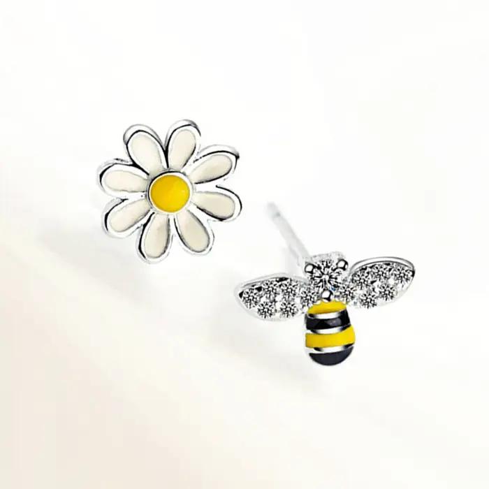 Boucles d'oreilles abeille en argent Sterling 925 pour femmes