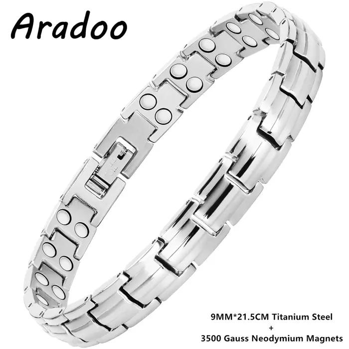 ARADOO Bracelet magnétique pour femmes hommes titane acier néodyme aimants lien Bracelets bijoux cad