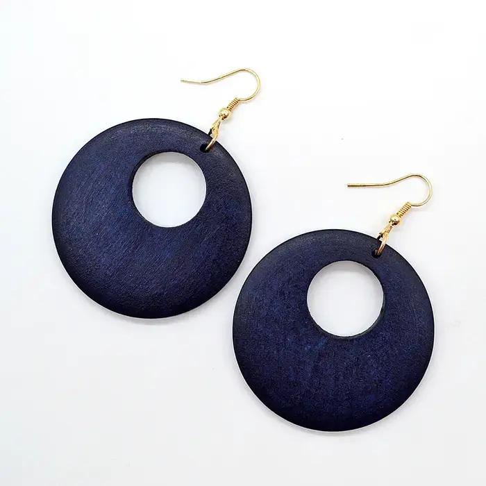 Boucles d'oreilles Vintage en bois pour femmes, personnalité, à la mode, géométriques exagérées, cre
