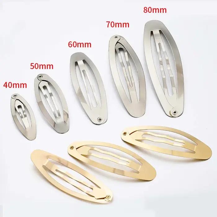 20 pièces 4/5/6/7/8 cm ovale goutte d'eau forme carrée pince à cheveux Base vierge Snap Alligator épingle