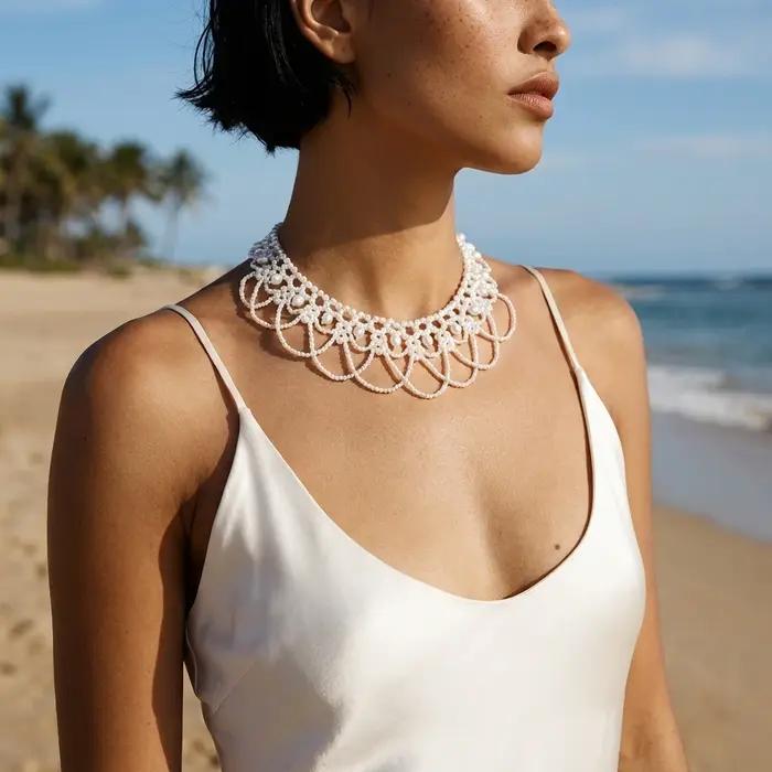 Collier élégant en fausses perles