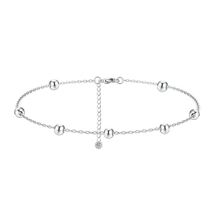 Bracelet de cheville en argent sterling 925 perlé pour femmes occasions spéciales bijoux de pieds romantiques et tendance
