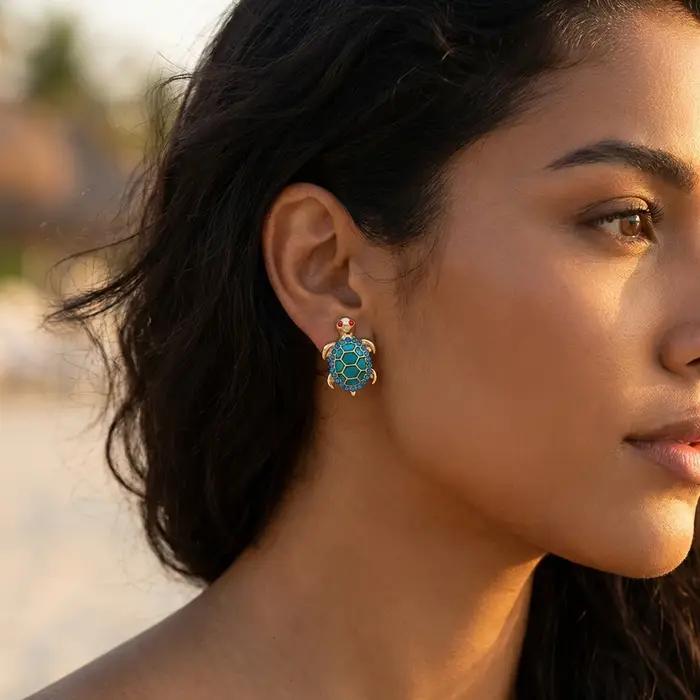 Boucles d'oreilles clous tortue animale mignonne pour femme