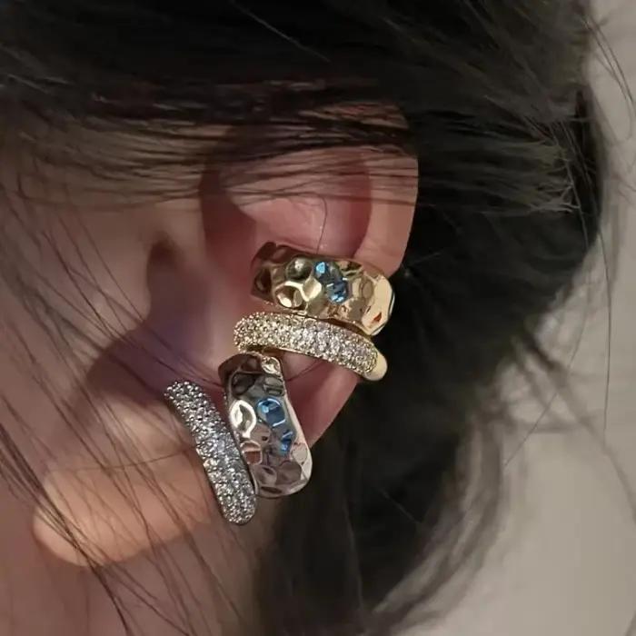 Punk Zunderes-Manchette d'oreille double couche pour femme