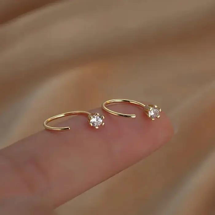 Boucles d'oreilles élégantes minimalistes en Zircon pour adolescents, Piercing d'oreille, femmes et