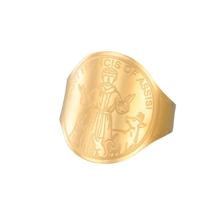 LIKGREAT – bague médaille de St Francis pour hommes et femmes