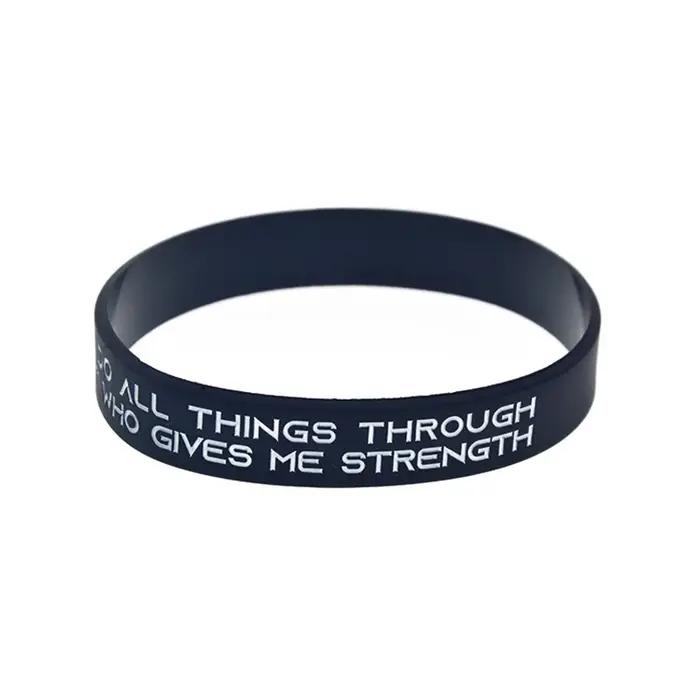 Philippiens 4:13 Je peux tout faire à travers le Christ qui me donne de la force Bracelet en silicone 1