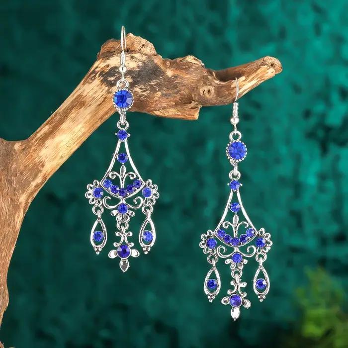 Boucles d'Oreilles Goutte d'Eau Bleu Royal