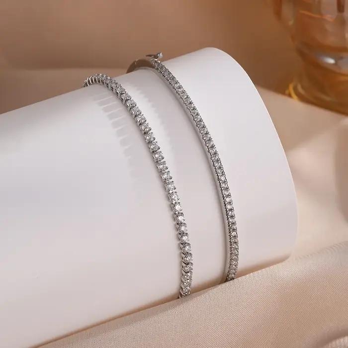 ZAKOL 2 pièces/ensemble nouveau Turquoise brillant Zircon Tennis Bracelet ensemble pour les femmes mode bleu pierre de mariage bijoux accessoires