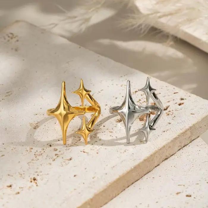 Nouvelle bague européenne et américaine en acier inoxydable, Niche Design pour adolescents, avec étoile comme un tempérament minimaliste et Cool personnalisé