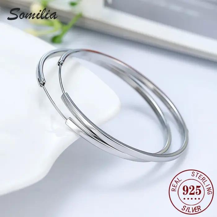Grandes boucles d'oreilles en argent sterling 925 pour femmes