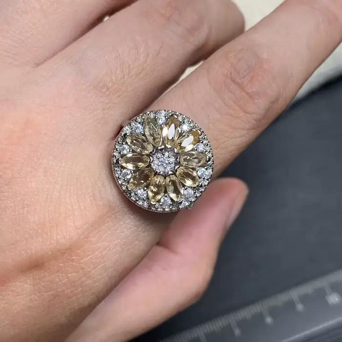 Bague en Citrine Naturelle Ajustable pour Femme