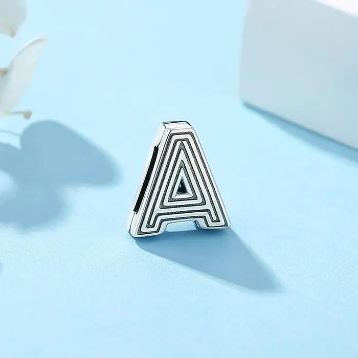 Bracelet en argent sterling 925 orjaer avec lettres A-Z et pierres de zirconium blanc pour femmes occassions spéciales