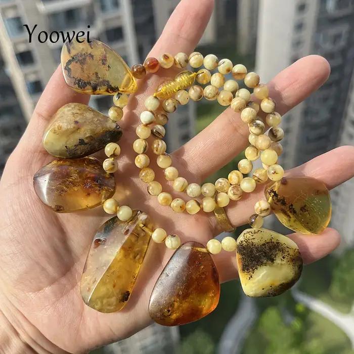 Collier d'ambre de la Baltique pour femmes, artisanat original, pierres précieuses naturelles, perles médicales, chaîne corde, cadeau d'occasion spéciale