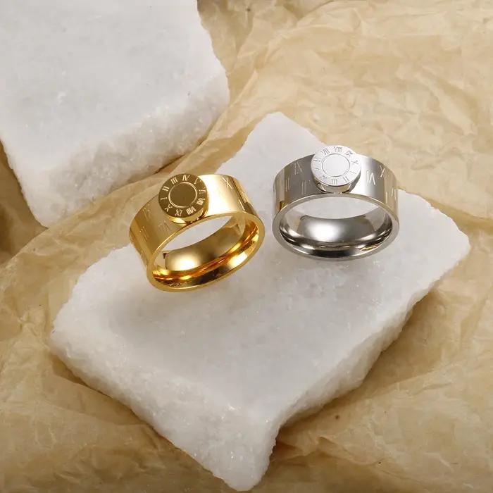 Bague ronde en acier inoxydable avec chiffres romains