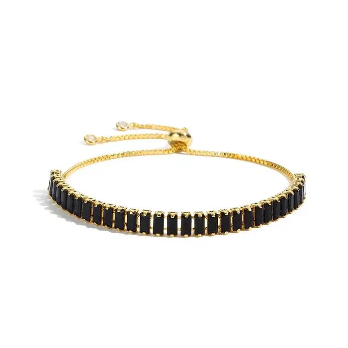 Bracelets de Tennis en cristal noir pour femmes et hommes