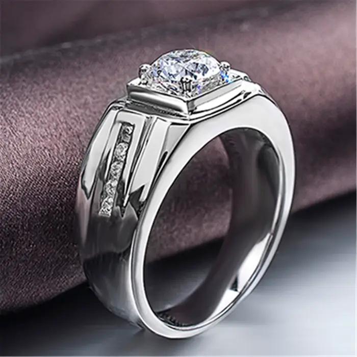 Bague en argent sterling 925 sertie de zirconium blanc élégante pour mariage et fiançailles cadeau tendance bijoux de qualité haute occasion spéciale女性和男性结婚和订婚的925纯银锆石闪耀戒指,时尚礼物,高品质珠宝,适用于特殊场合