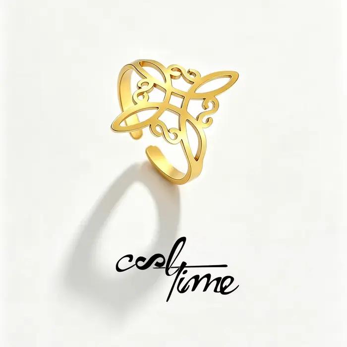 Bague nœud de sorcière en acier inoxydable plaqué or doré/silvère pour femmes, bijoux amulette sorcellerie, cadeau pour occasions spéciales mariage anniversaire fiançailles
