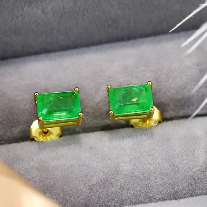 Boucles d'oreilles Canner en Argent Sterling 925 Rectangle Émeraude Élégantes Pour Femmes Occasions Spéciales