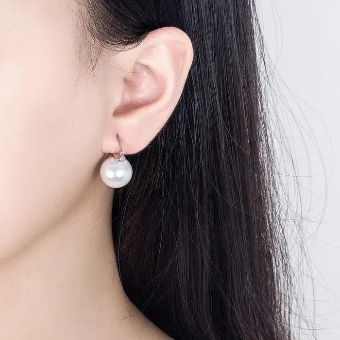 Boucles d'oreilles boule ronde en argent regardé S925 pour femme