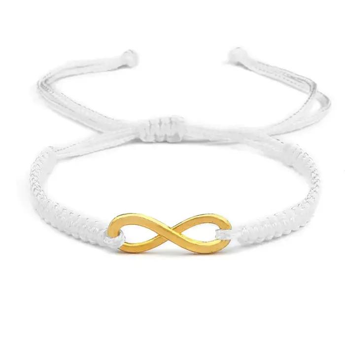 Bracelet Infinity tressé réglable pour couples, hommes et femmes, fait main, avec breloques, bijou de mode et décontraction pour mariage, engagement, fête et anniversaire