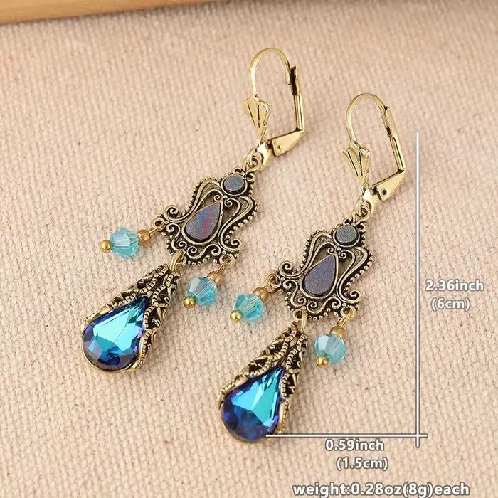 Boucles d'oreilles pendantes esthétiques en métal vintage