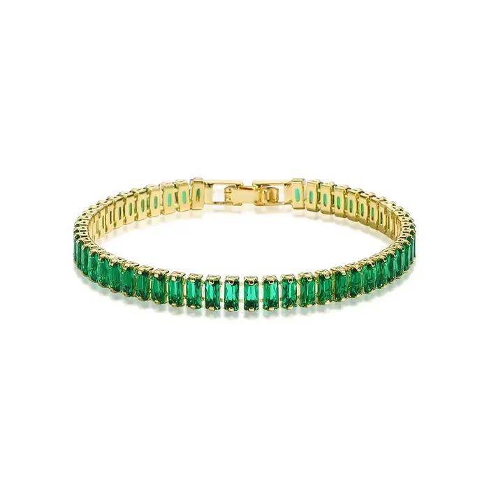 Bracelets de Tennis de luxe en zircone cubique émeraude pour femmes