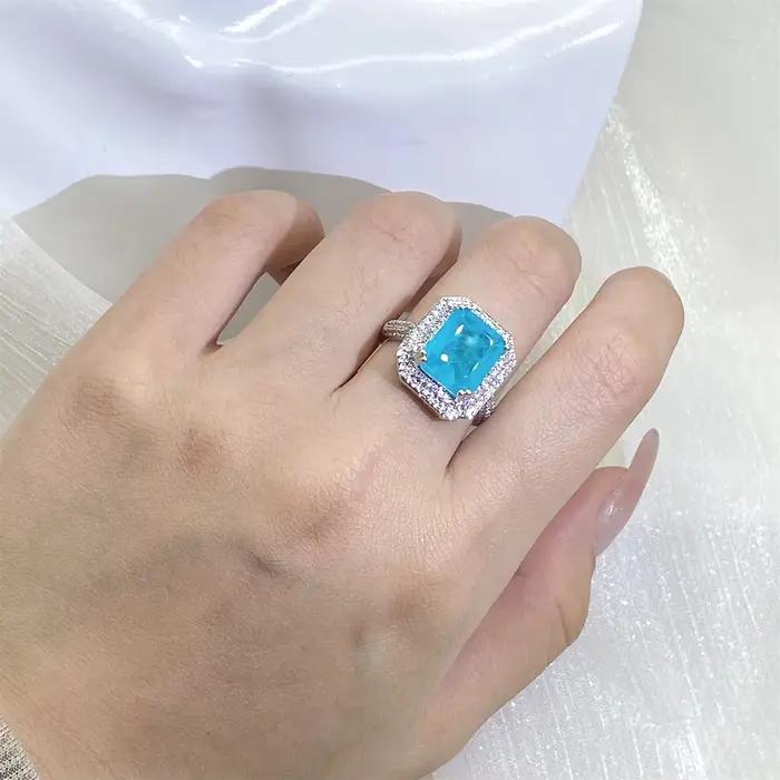 Bague Paraiba en Zircon rose/bleu/vert de haute qualité pour femmes