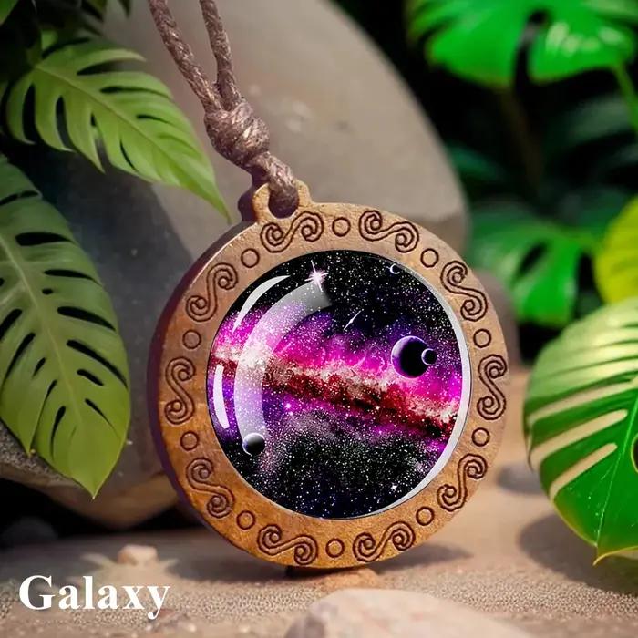 Système solaire planète collier lune terre mercure saturne Jupiter verre pendentif en bois galaxie nébuleuse bijoux
