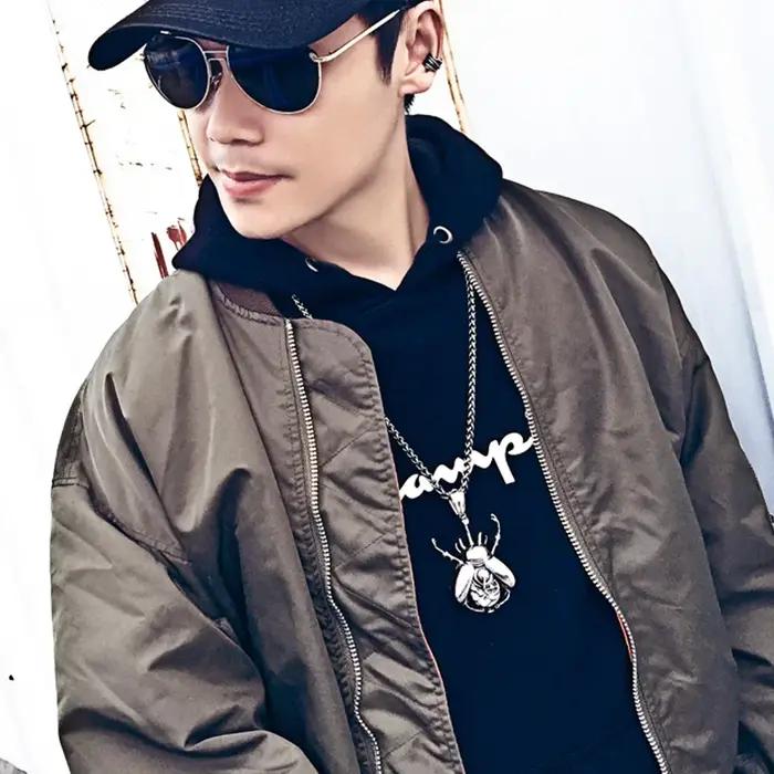 Collier Punk Hip Hop avec pendentif coccinelle mécanique à vapeur pour homme