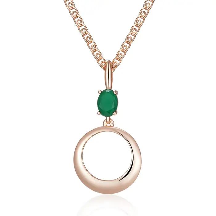 SYOUJYO – collier rond en Zircon naturel vert pour femmes, couleur or Rose brillant, luxe, fête, bij