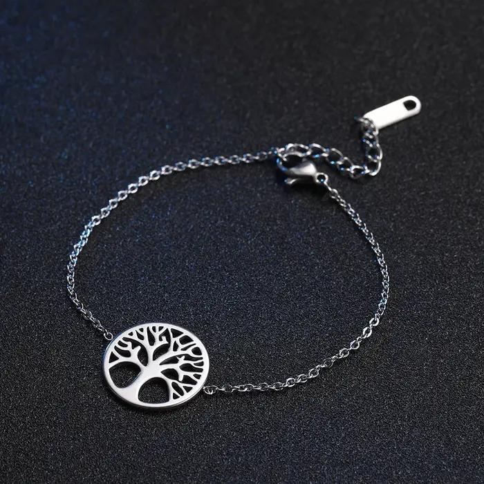 Bracelet arbre de vie pour femmes, breloque plaquée or, en acier inoxydable, bijoux de luxe pour fem