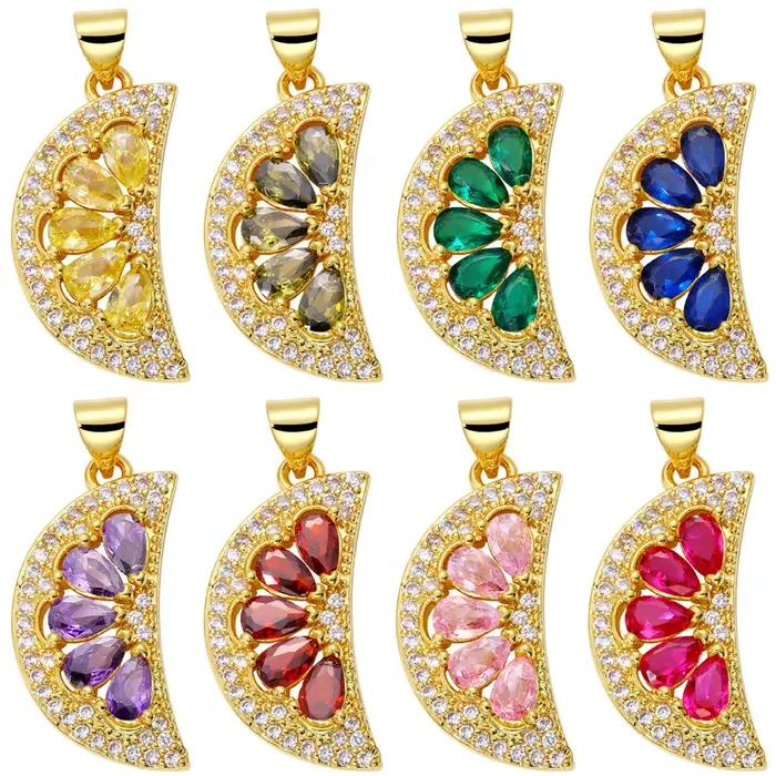 Juya 18K véritable plaqué or Micro pavé coloré zircon cubique mauvais œil citron breloques pour bricolage femmes mode pendentif fabrication de bijoux