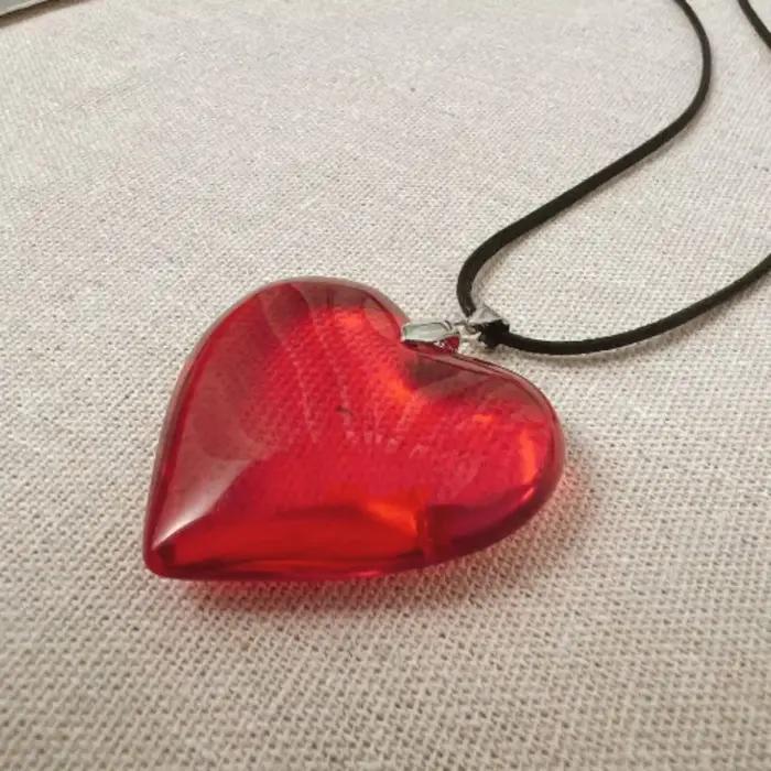 Collier Cœur Rouge pour Femme, Pendentifs Cœurs Géants Vintage, Chaîne Cordon, Cadeau pour Filles, B