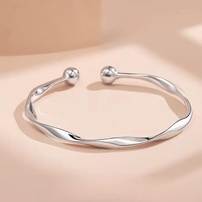 Bracelets rétro en argent Sterling 925 et cristal bleu pour femmes, Bracelets creux réglables de sty