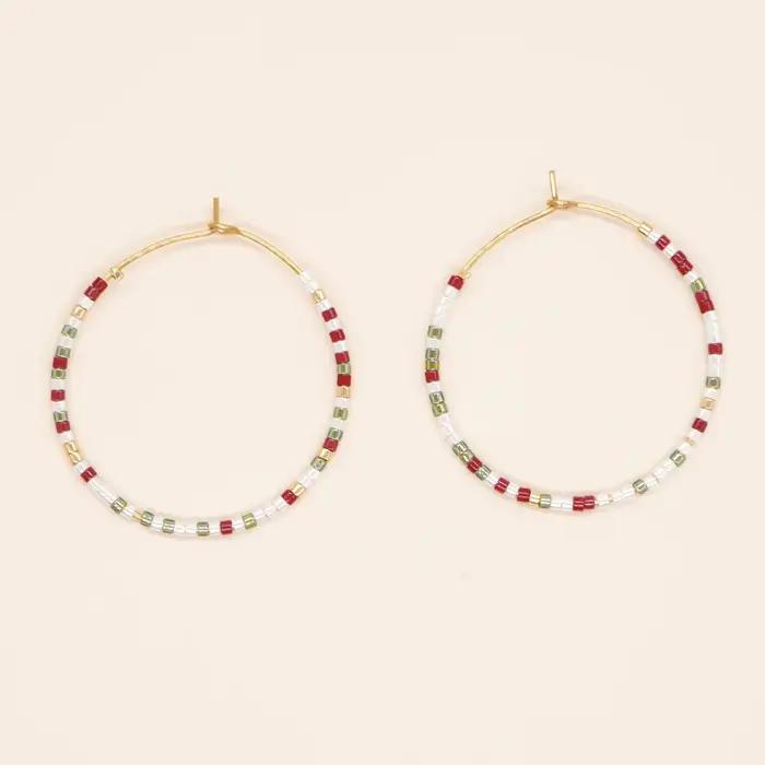 Go2boho-Boucles d'oreilles créoles perlées pour femmes, comparateur de couleurs, or Boho fait à la m