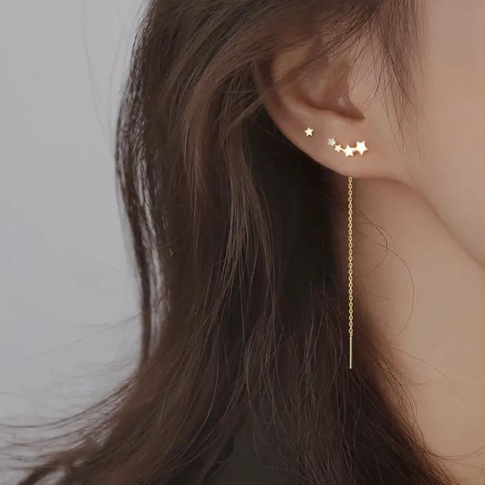 Boucles d'oreilles pendants étoiles et perles mode pour femmes occasions spéciales et quotidiennes