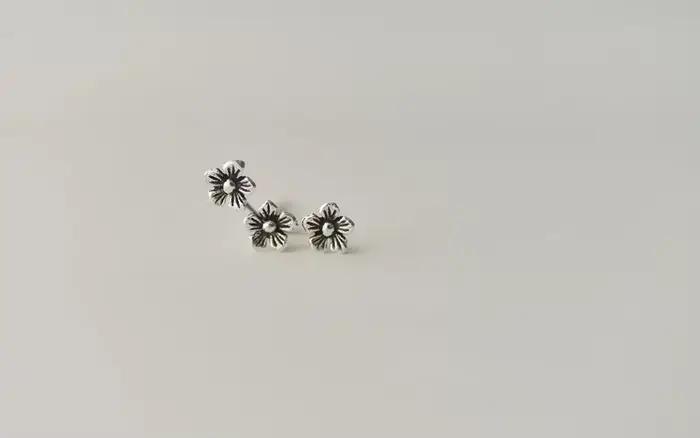 Boucles d'oreilles rétro fleur en argent regardé 925 pour femmes, bijoux tendance, cadeau pour filles, nouveau