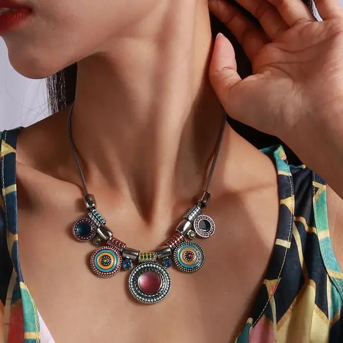 Aihua mode bohème Collier ras du cou Vintage ethnique népal déclaration Maxi