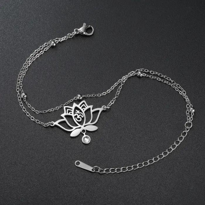 Bracelet porte-bonheur Lucktune Lotus OM en acier inoxydable pour femme