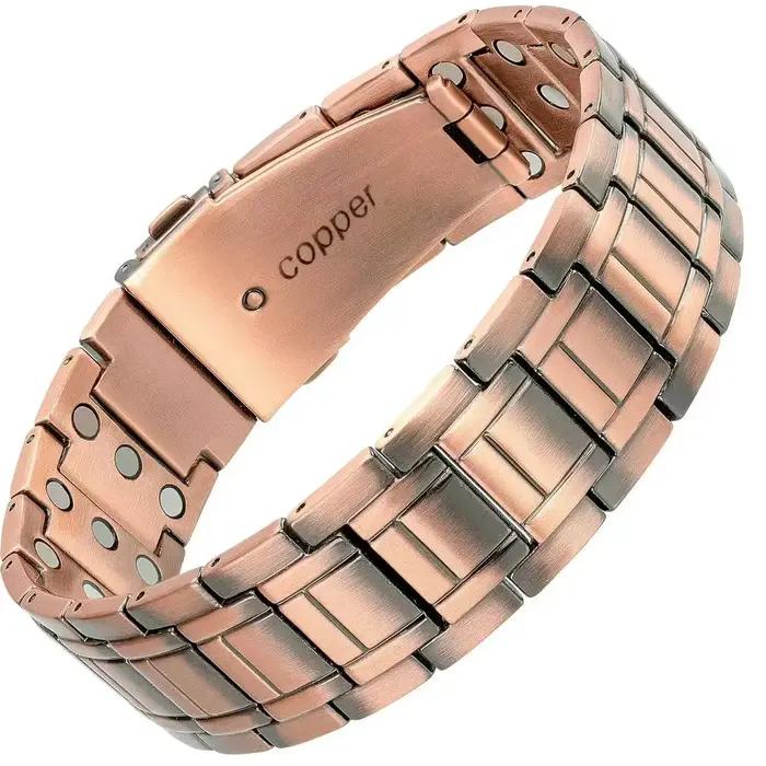 Bracelet Magnétique Ultra-Fort en Cuivre Pur 99.9% Design Sportif Réglable Bracelet Chaîne et Maillons pour Hommes Occasions Spéciales