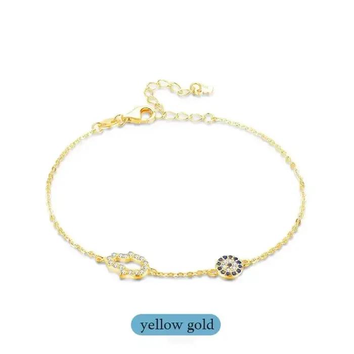 Kaletine – bracelets à chaîne en argent Sterling 925 pour femmes, breloque main Hamsa, œil porte-bon